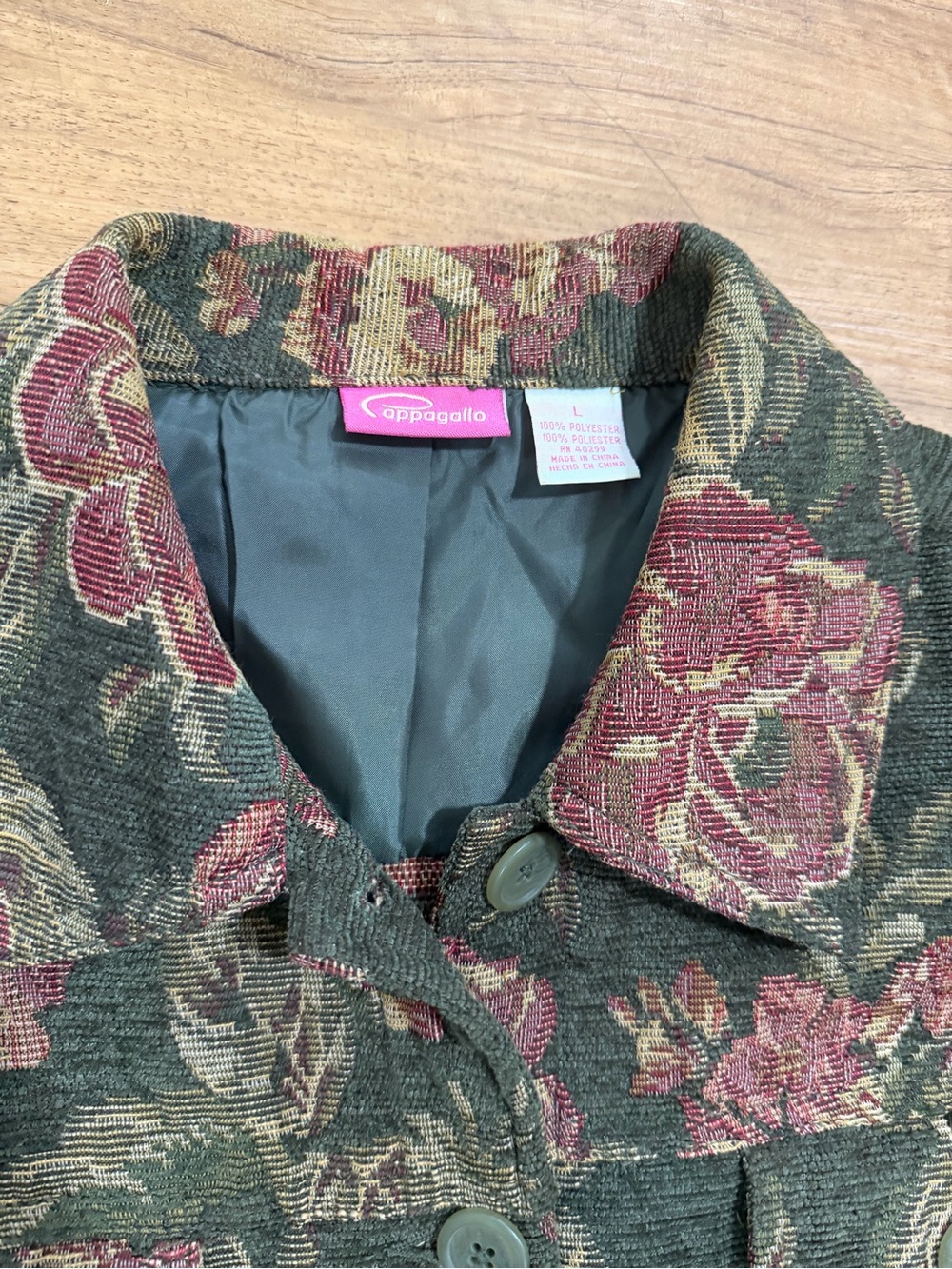 Floral Button-Front Jacket - Green & Rose - Picture 6 of 7